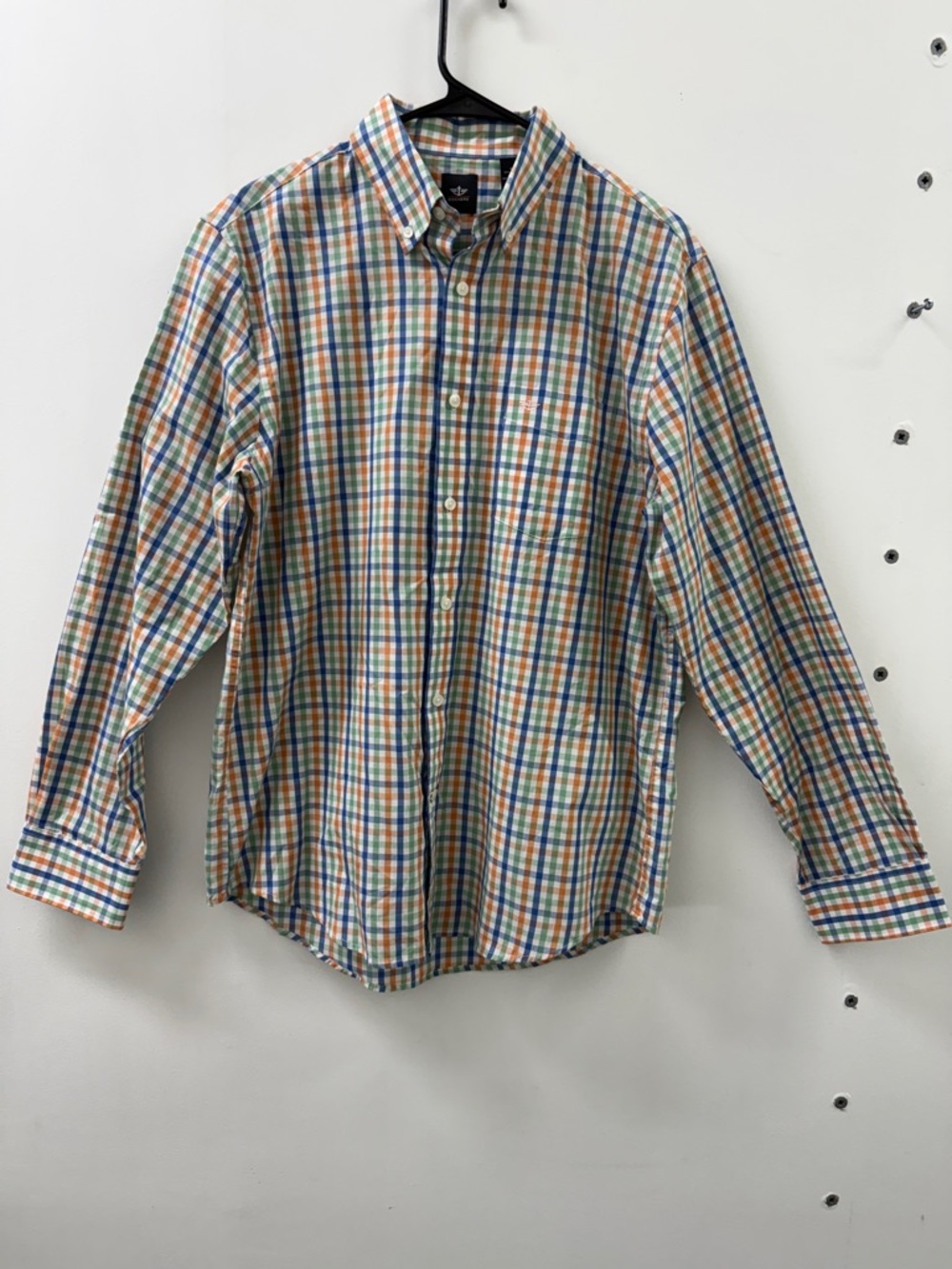 Dockers Orange Blue Green Plaid Button-Down Shirt - Men's